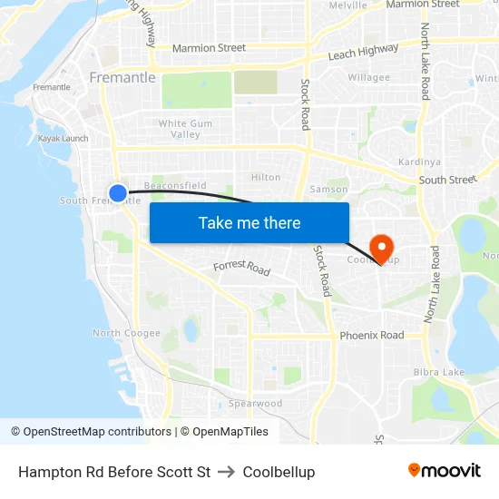 Hampton Rd Before Scott St to Coolbellup map