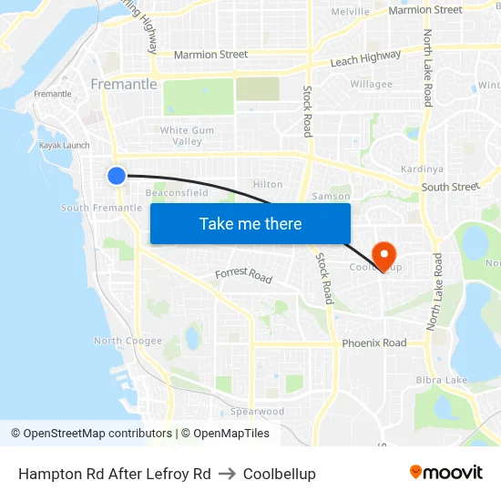 Hampton Rd After Lefroy Rd to Coolbellup map