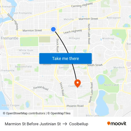 Marmion St Before Justinian St to Coolbellup map