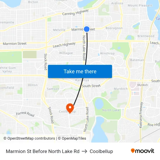 Marmion St Before North Lake Rd to Coolbellup map