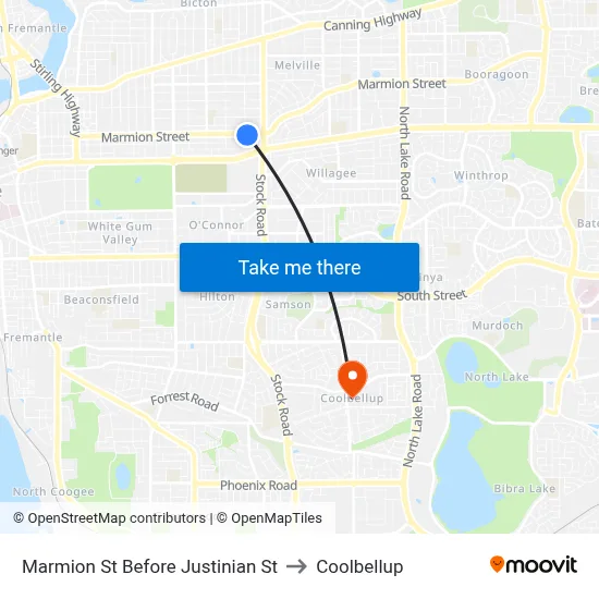 Marmion St Before Justinian St to Coolbellup map