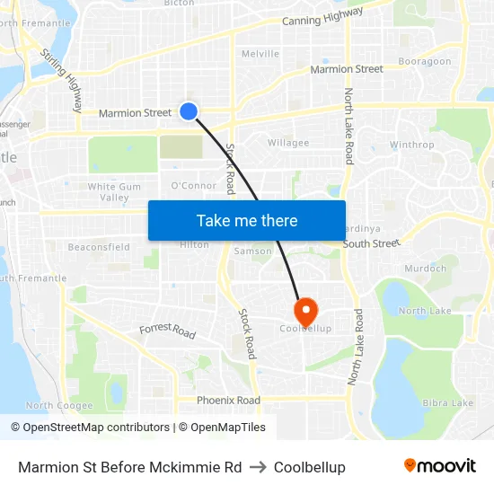 Marmion St Before Mckimmie Rd to Coolbellup map