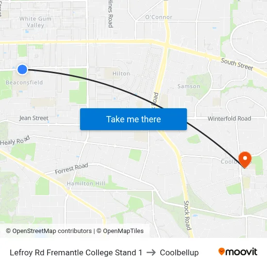 Lefroy Rd Fremantle College Stand 1 to Coolbellup map