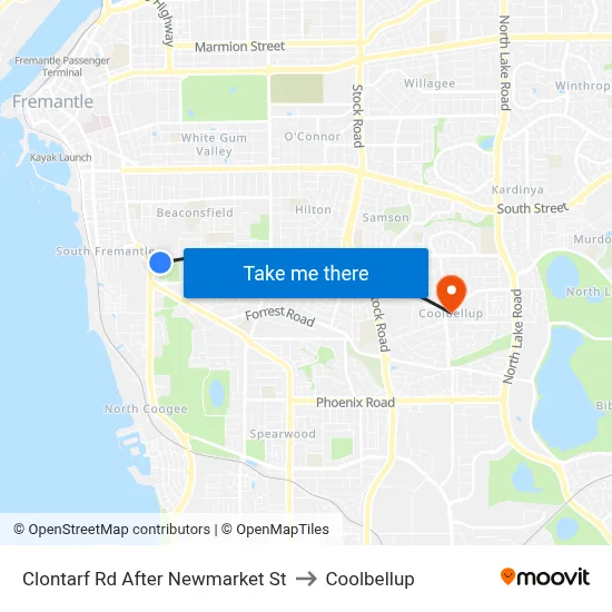 Clontarf Rd After Newmarket St to Coolbellup map