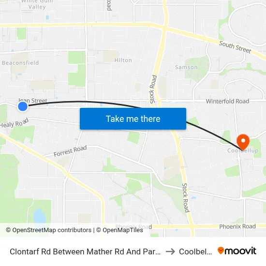 Clontarf Rd Between Mather Rd And Parnell Rd to Coolbellup map