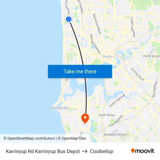 Karrinyup Rd Karrinyup Bus Depot to Coolbellup map
