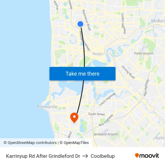 Karrinyup Rd After Grindleford Dr to Coolbellup map