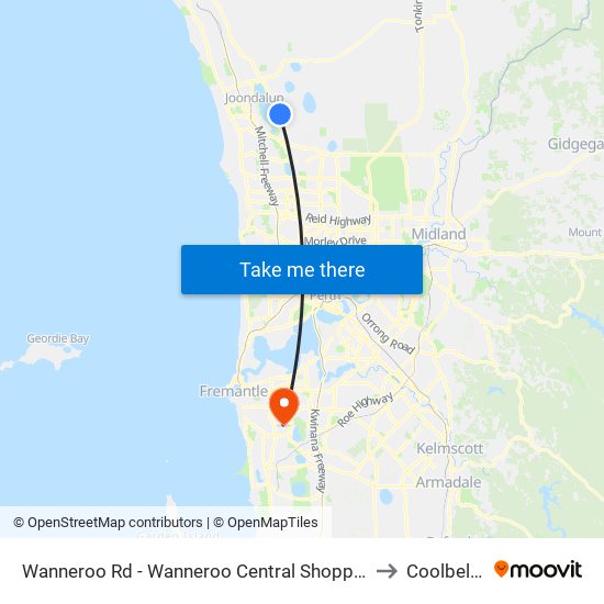 Wanneroo Rd - Wanneroo Central Shopping Ctr to Coolbellup map