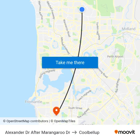 Alexander Dr After Marangaroo Dr to Coolbellup map