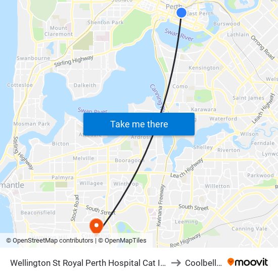 Wellington St Royal Perth Hospital Cat Id 56 to Coolbellup map