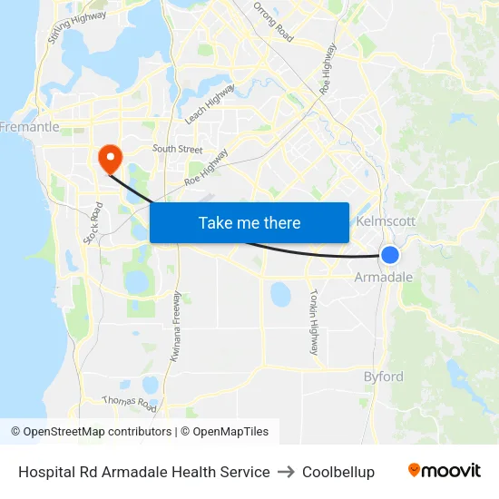 Hospital Rd Armadale Health Service to Coolbellup map