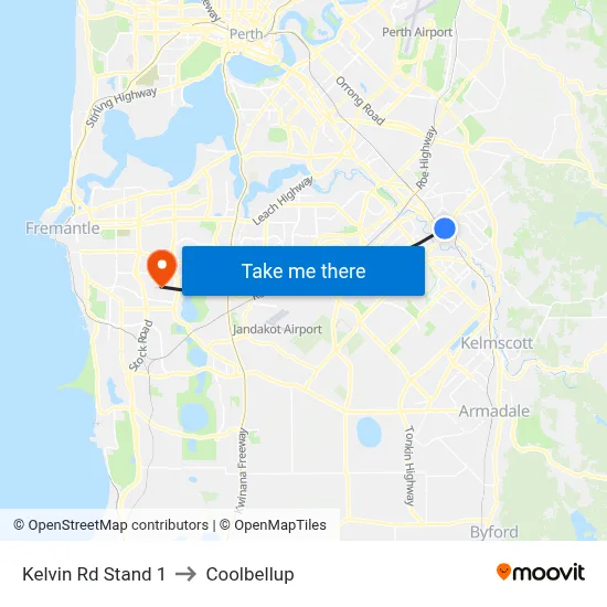 Kelvin Rd Stand 1 to Coolbellup map