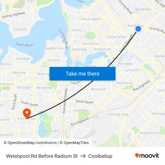 Welshpool Rd Before Radium St to Coolbellup map