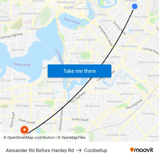 Alexander Rd Before Hardey Rd to Coolbellup map
