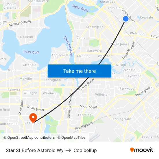Star St Before Asteroid Wy to Coolbellup map