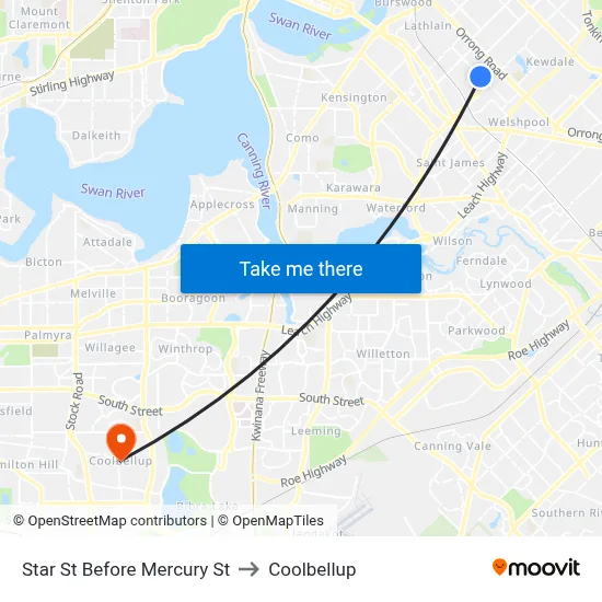 Star St Before Mercury St to Coolbellup map