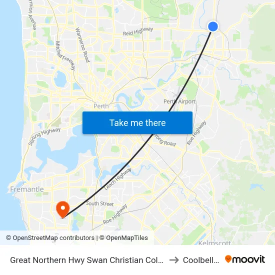 Great Northern Hwy Swan Christian College to Coolbellup map