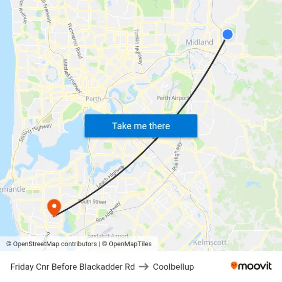 Friday Cnr Before Blackadder Rd to Coolbellup map
