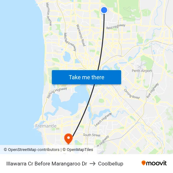 Illawarra Cr Before Marangaroo Dr to Coolbellup map