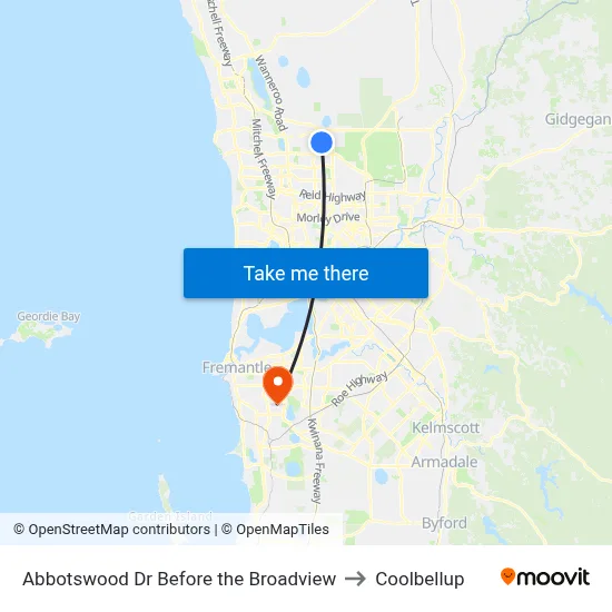 Abbotswood Dr Before the Broadview to Coolbellup map