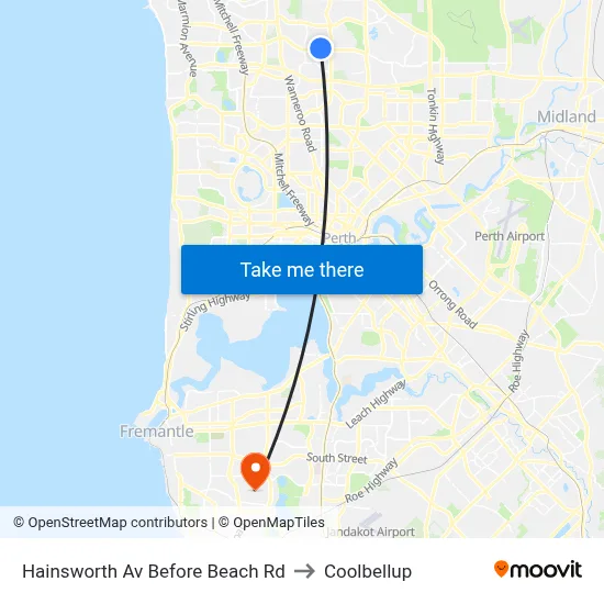 Hainsworth Av Before Beach Rd to Coolbellup map