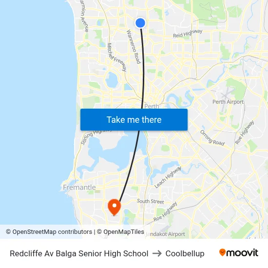 Redcliffe Av Balga Senior High School to Coolbellup map