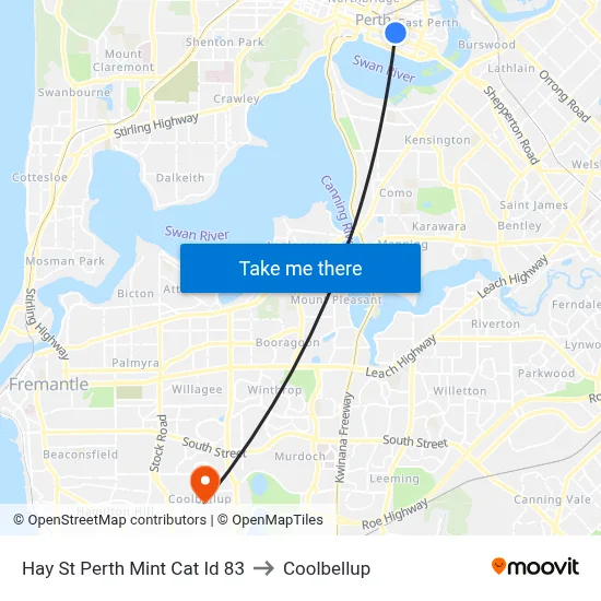 Hay St Perth Mint Cat Id 83 to Coolbellup map