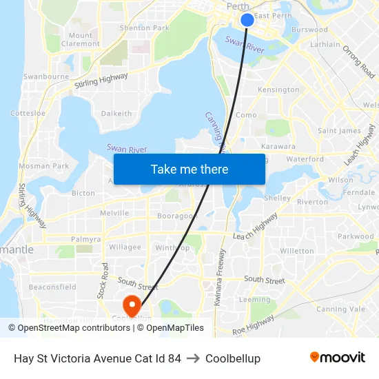 Hay St Victoria Avenue Cat Id 84 to Coolbellup map