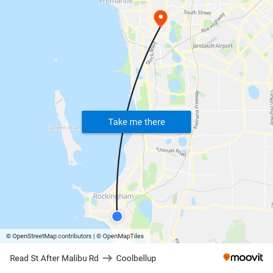 Read St After Malibu Rd to Coolbellup map