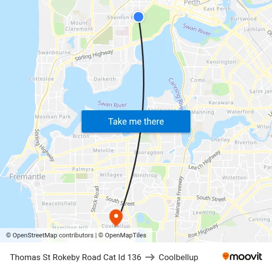 Thomas St Rokeby Road Cat Id 136 to Coolbellup map