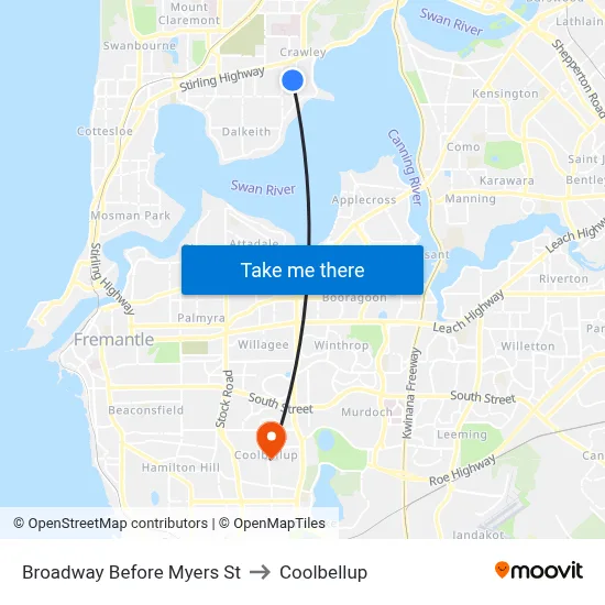 Broadway   Before Myers St to Coolbellup map