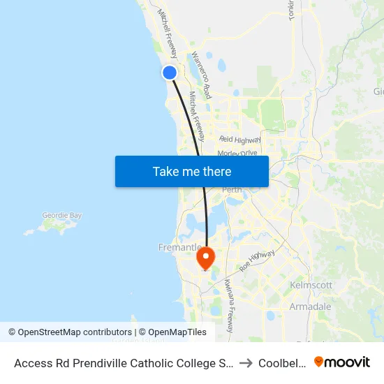 Access Rd Prendiville Catholic College Stand 3 to Coolbellup map