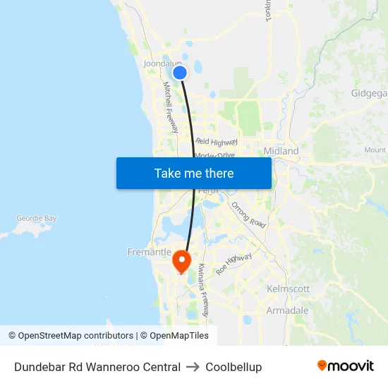 Dundebar Rd Wanneroo Central to Coolbellup map