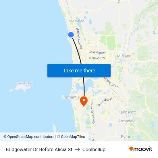 Bridgewater Dr Before Alicia St to Coolbellup map