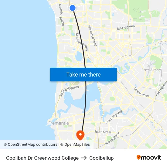Coolibah Dr Greenwood College to Coolbellup map