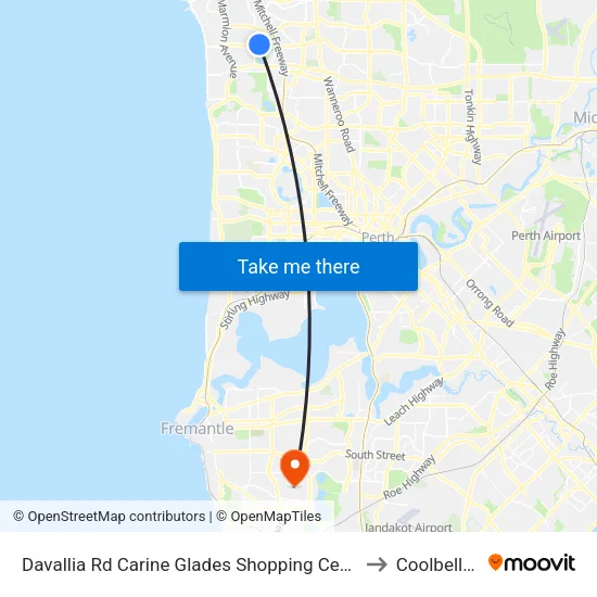 Davallia Rd Carine Glades Shopping Centre to Coolbellup map