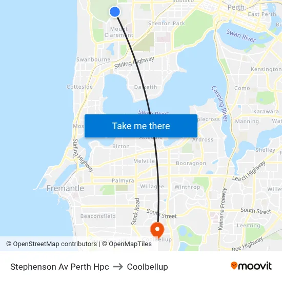 Stephenson Av Perth Hpc to Coolbellup map