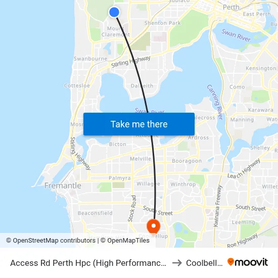 Access Rd Perth Hpc (High Performance Ctr) to Coolbellup map