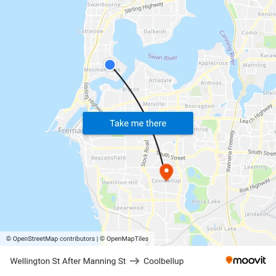 Wellington St After Manning St to Coolbellup map