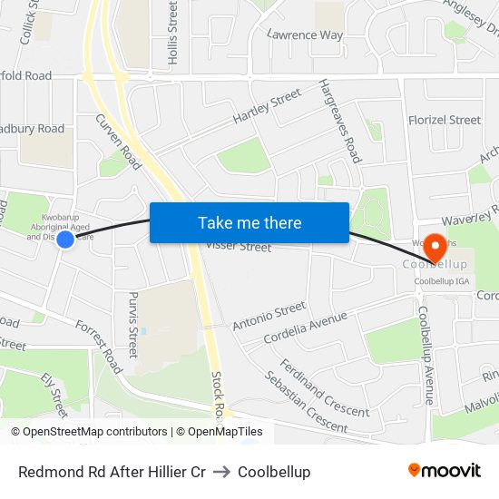 Redmond Rd After Hillier Cr to Coolbellup map