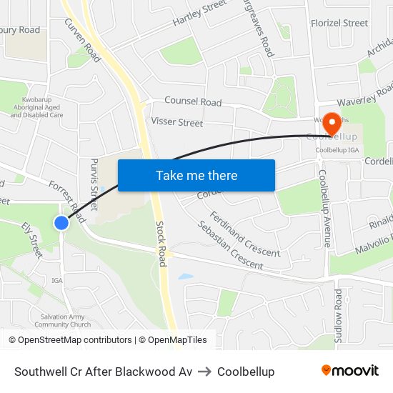 Southwell Cr After Blackwood Av to Coolbellup map