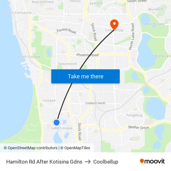 Hamilton Rd After Kotisina Gdns to Coolbellup map