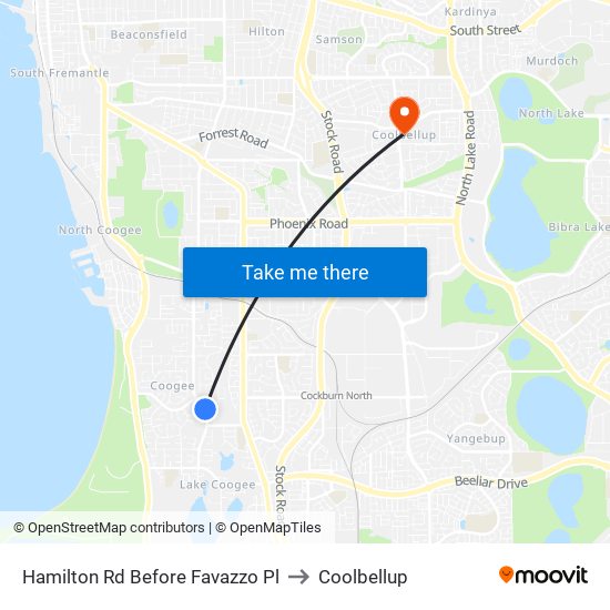 Hamilton Rd Before Favazzo Pl to Coolbellup map