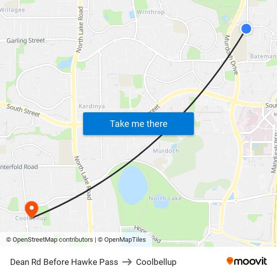 Dean Rd Before Hawke Pass to Coolbellup map