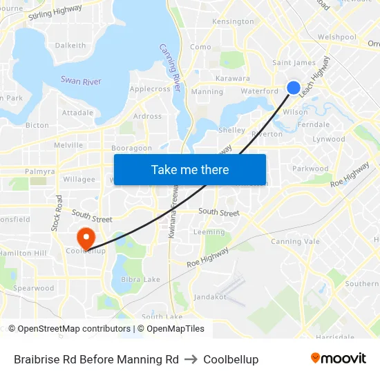 Braibrise Rd Before Manning Rd to Coolbellup map