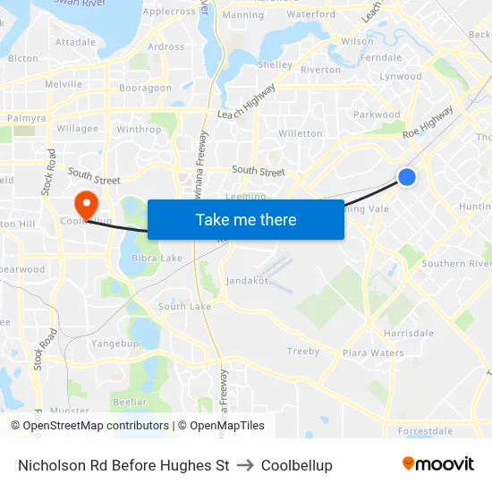 Nicholson Rd Before Hughes St to Coolbellup map