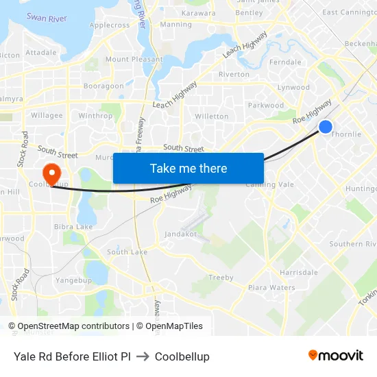 Yale Rd Before Elliot Pl to Coolbellup map