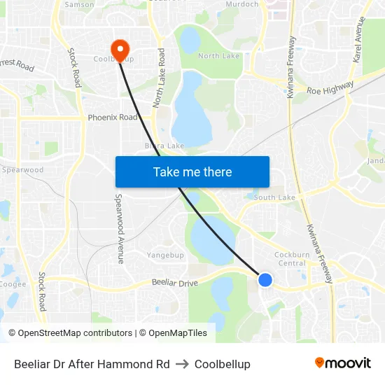 Beeliar Dr After Hammond Rd to Coolbellup map