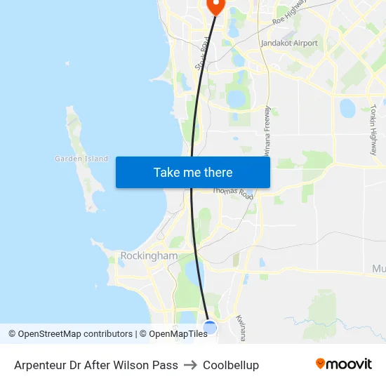 Arpenteur Dr After Wilson Pass to Coolbellup map