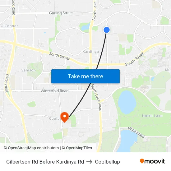 Gilbertson Rd Before Kardinya Rd to Coolbellup map